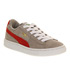 SUEDE KIDS LIMESTONE GREY RIBBON RED 