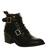 Office Domino strap ankle boot Black leather
