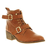 Office Domino strap ankle boot Tan leather