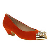 Office Bejewelled Orange suede