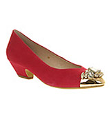 Office Bejewelled Bright pink suede
