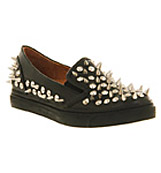Jeffrey campbell Hawk spike slip on Black leather silver s...