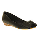 Office Peeptoe bow Black leather