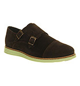 Ask the missus Venus monk shoe Brown suede lime sole