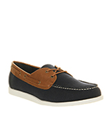 Office John casual boat Navy canvas tan
