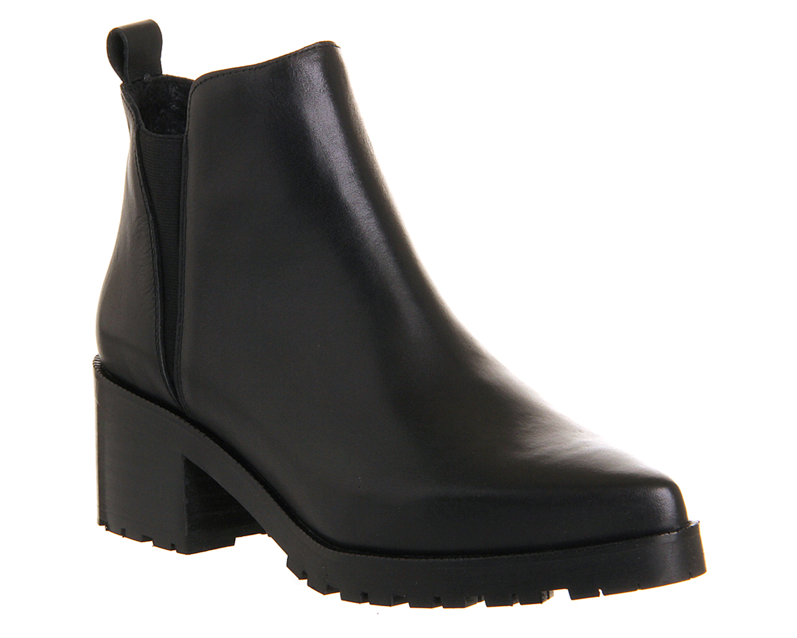 OFFICECactus Cleated Sole Chelsea BootsBlack Leather