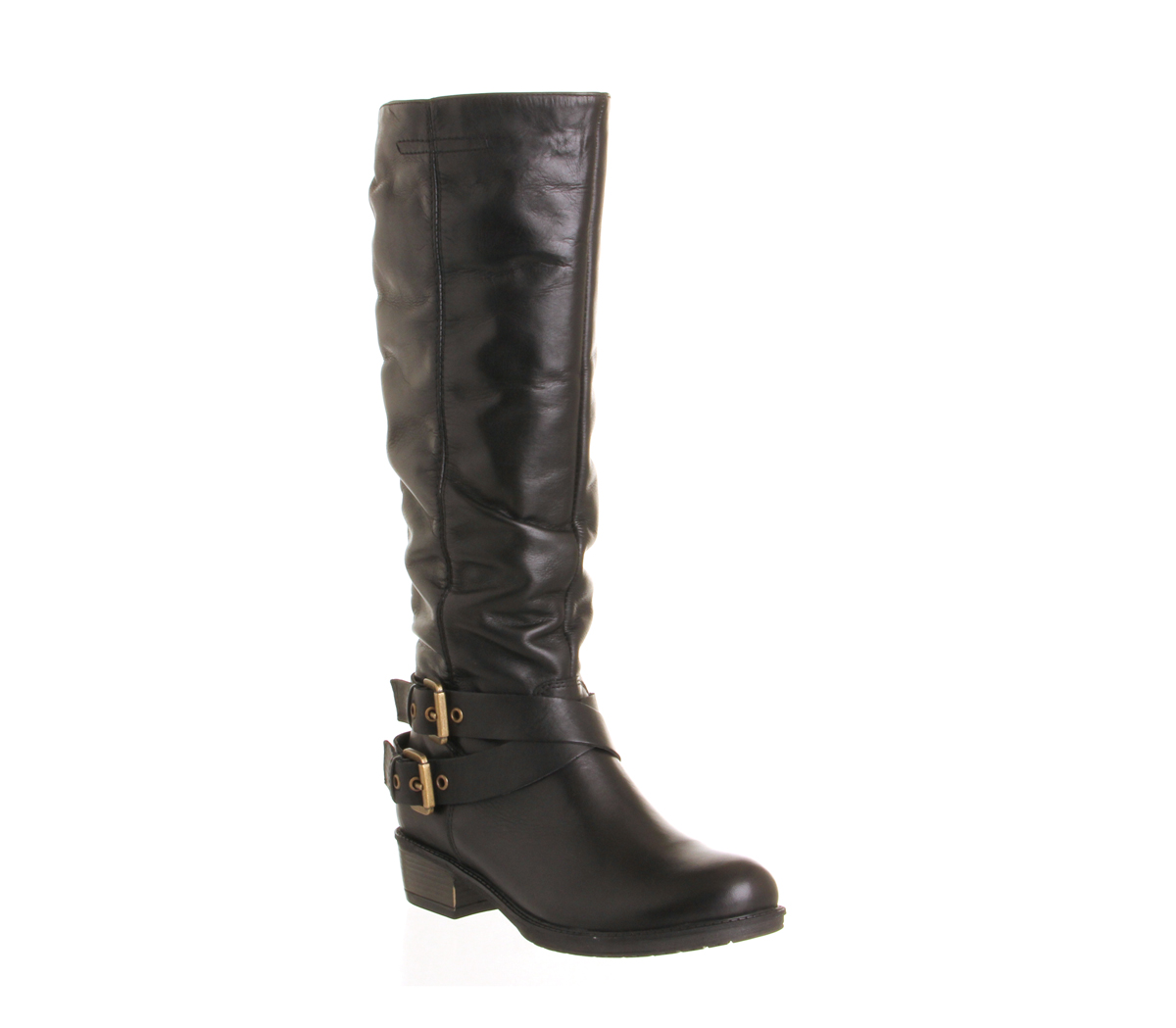 OFFICENifty Buckle Knee bootsBlack Leather