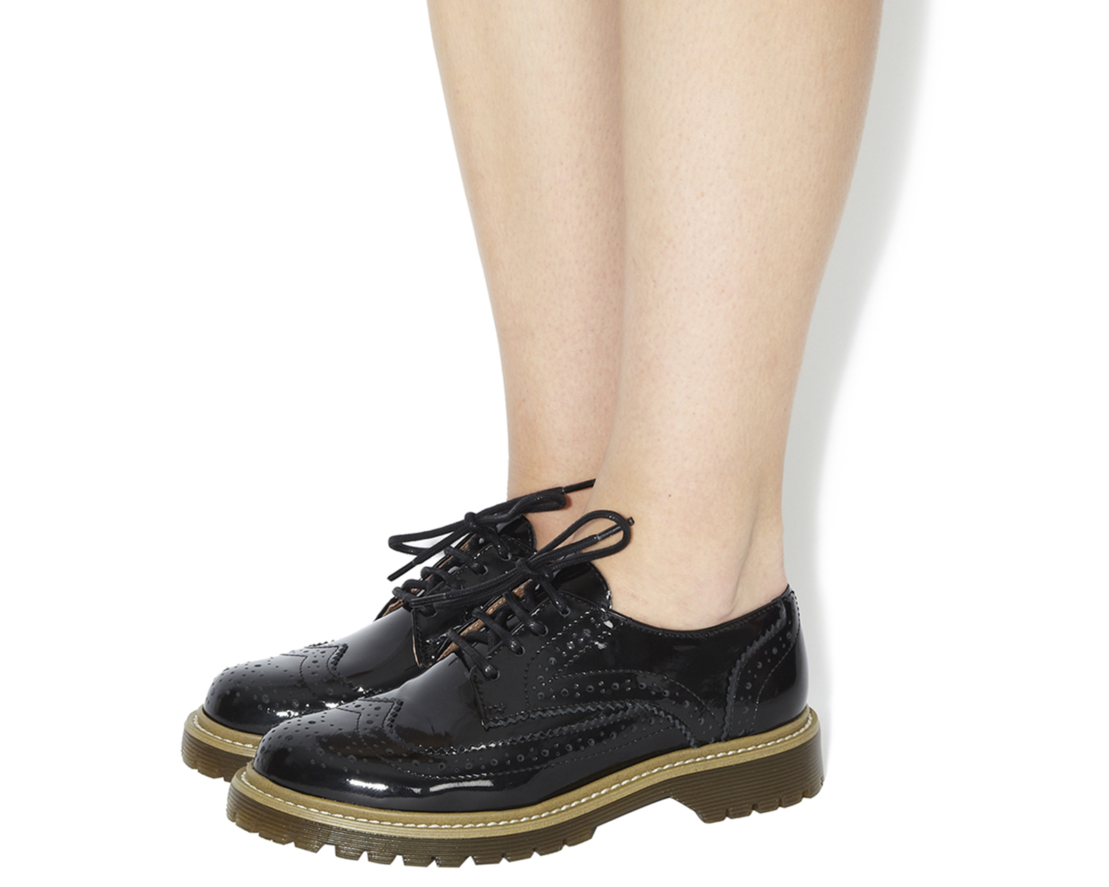 OFFICERush Hour Lace Up BroguesBlack Patent Leather
