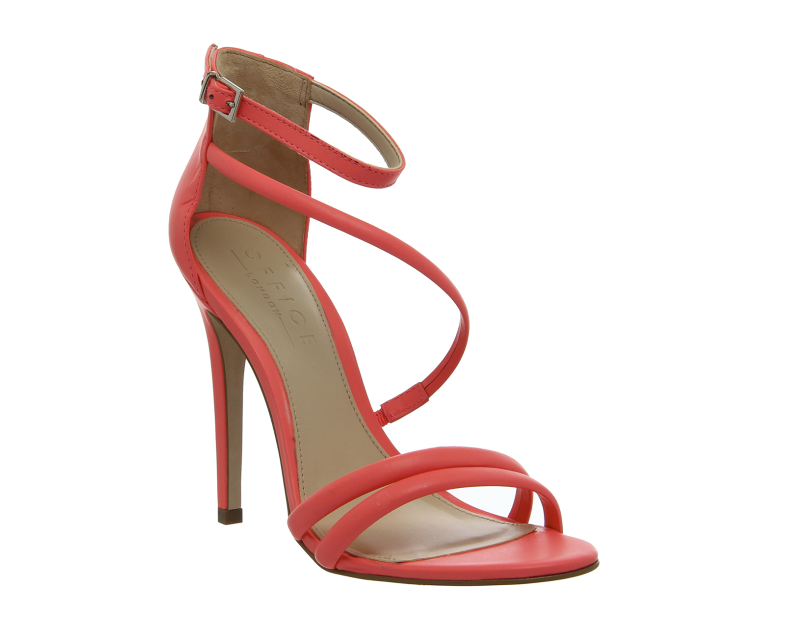 OFFICESophia Strappy SandalsFluro Coral Leather