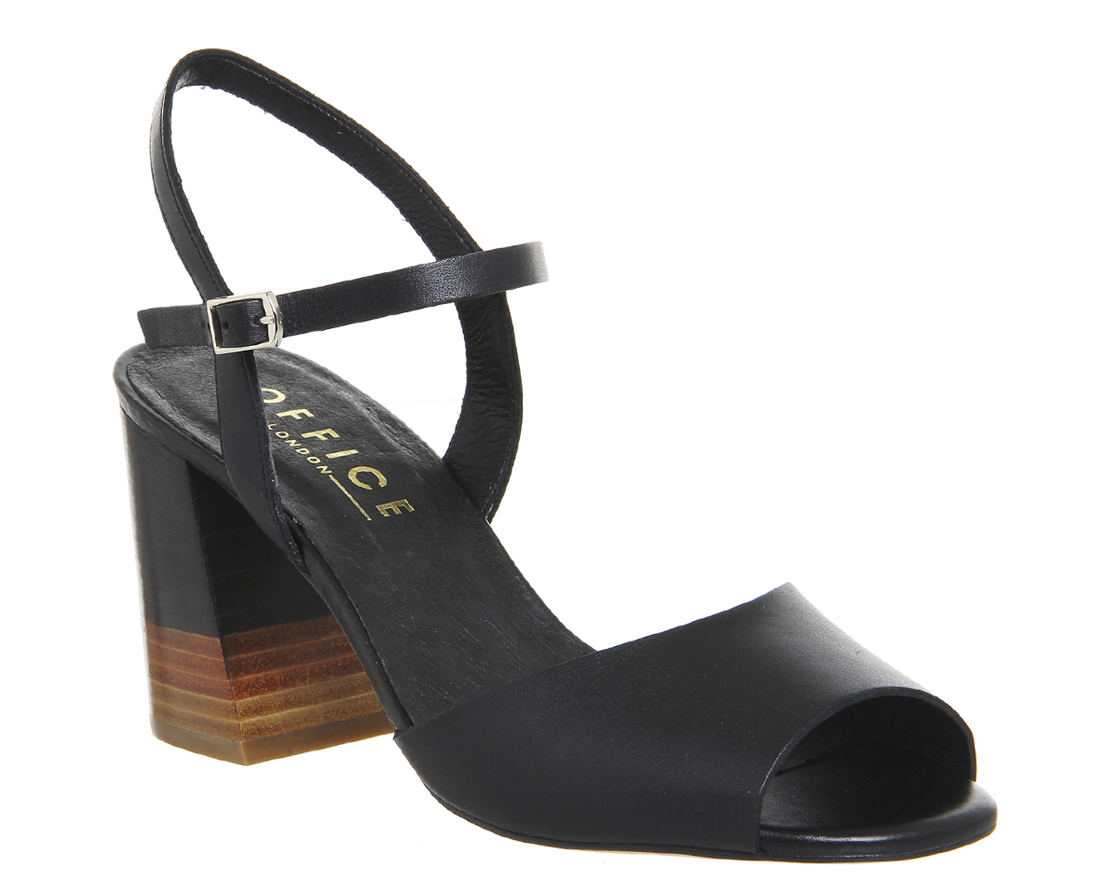 OFFICEMimosa Two Part Flare Heel SandalsBlack Leather