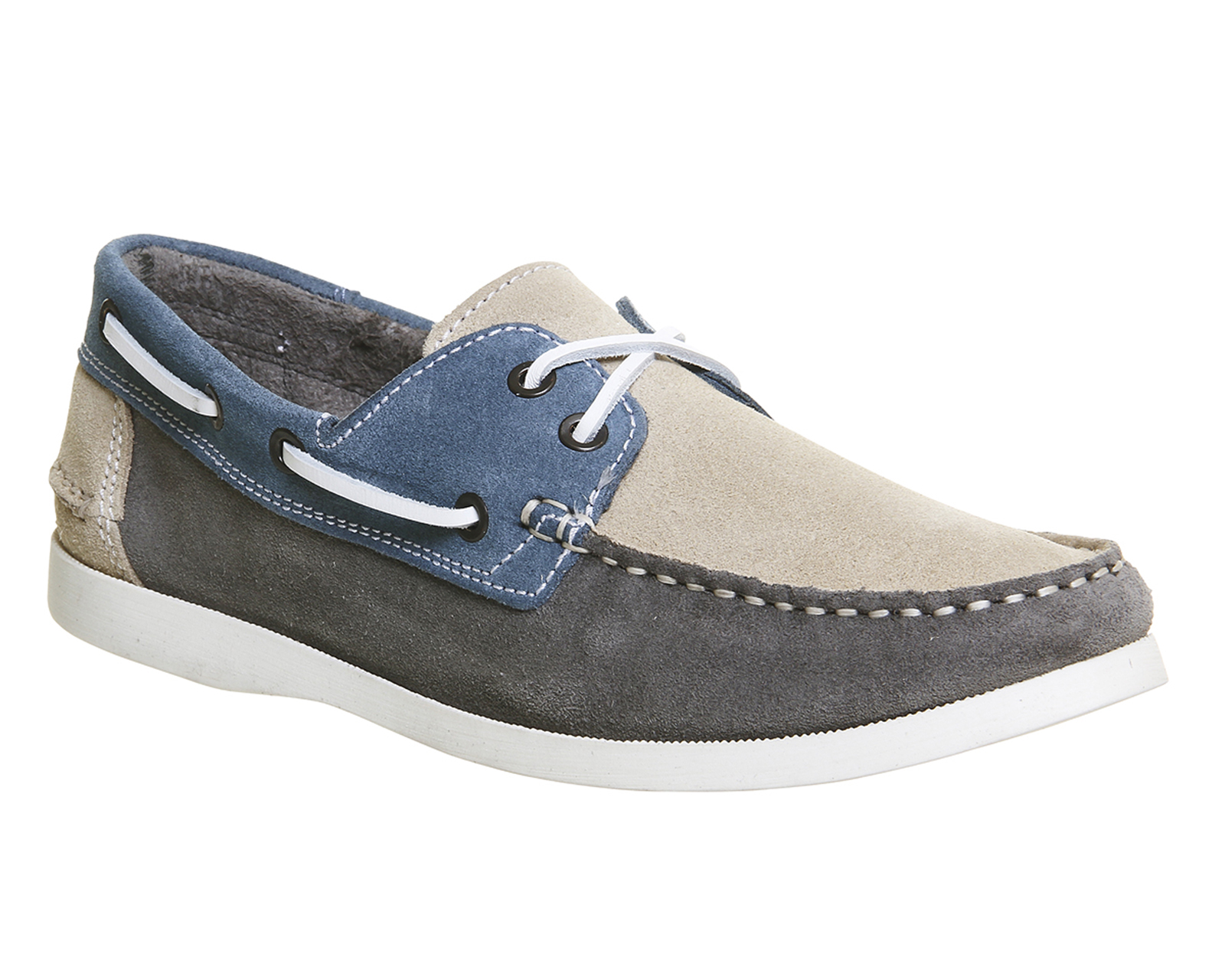 Ask the MissusDolphin Boat ShoesBlue Beige Grey Suede