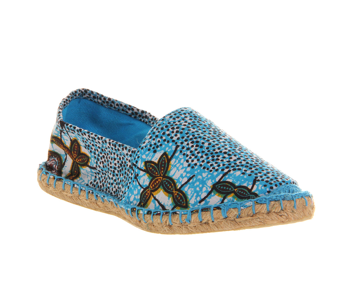 OFFICE Aqua Flat Espadrille Batik Print Canvas - Flat Shoes for Women