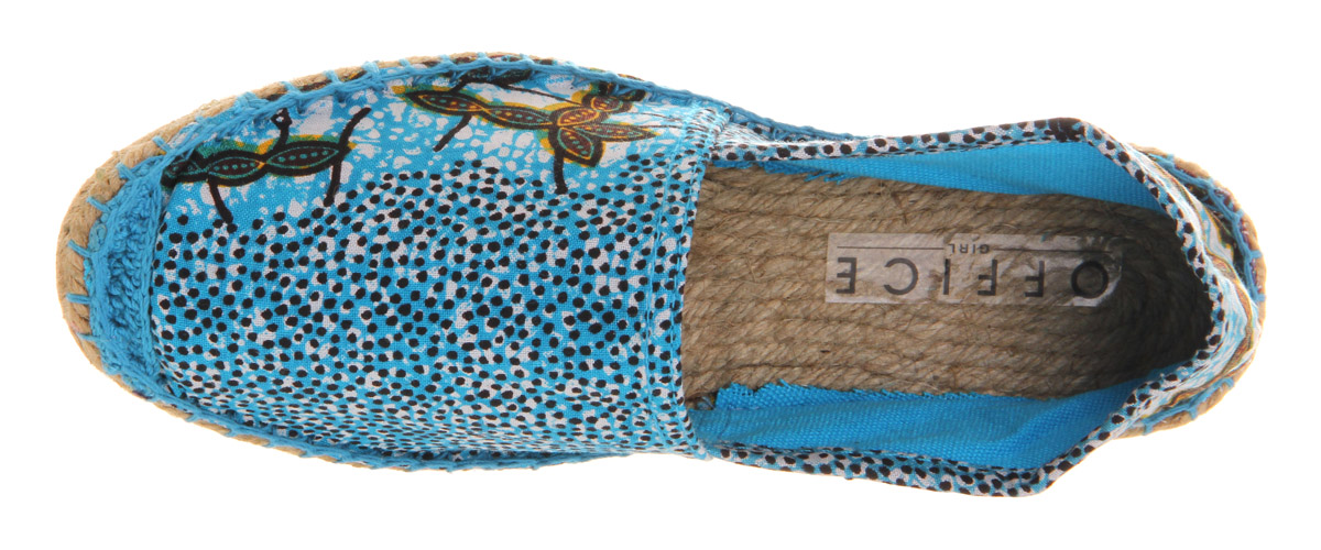 OFFICEAqua Flat EspadrilleBatik Print Canvas