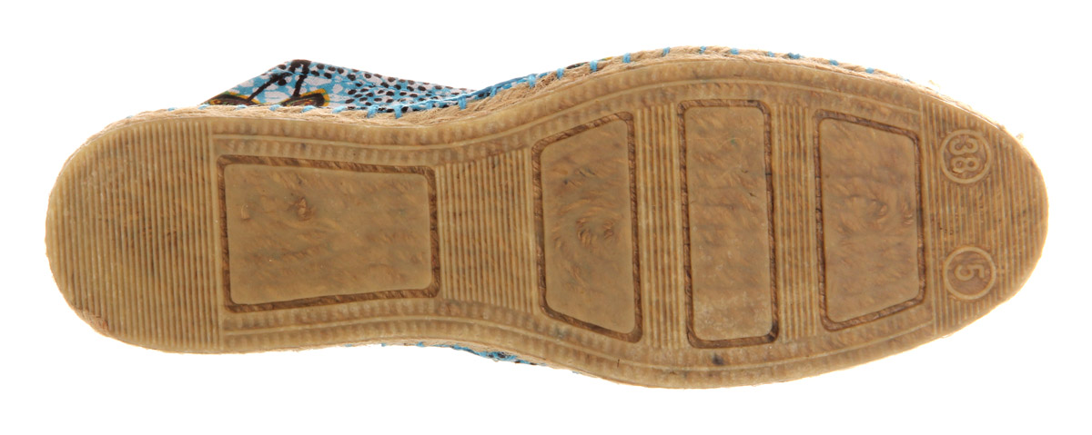 OFFICEAqua Flat EspadrilleBatik Print Canvas