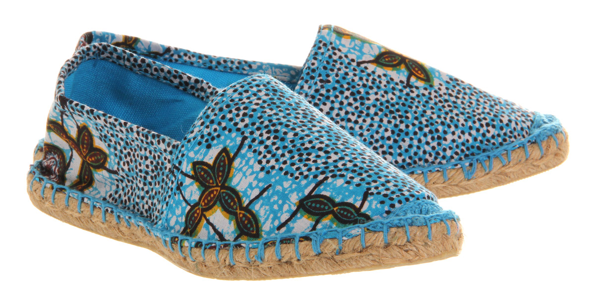 OFFICEAqua Flat EspadrilleBatik Print Canvas
