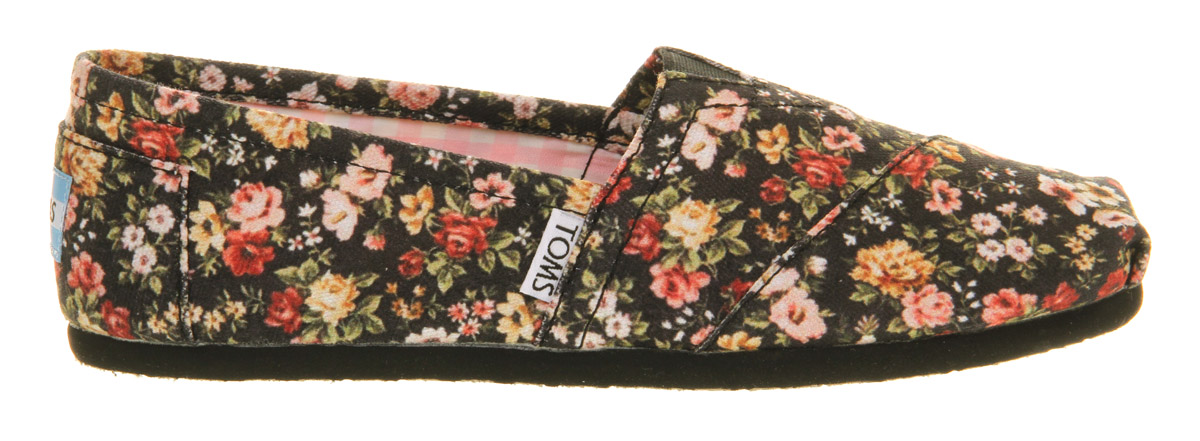 TOMSSeasonal Classic Slip OnBlack Floral 