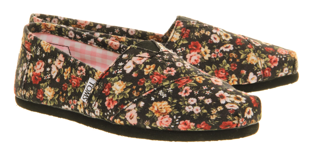 TOMSSeasonal Classic Slip OnBlack Floral 
