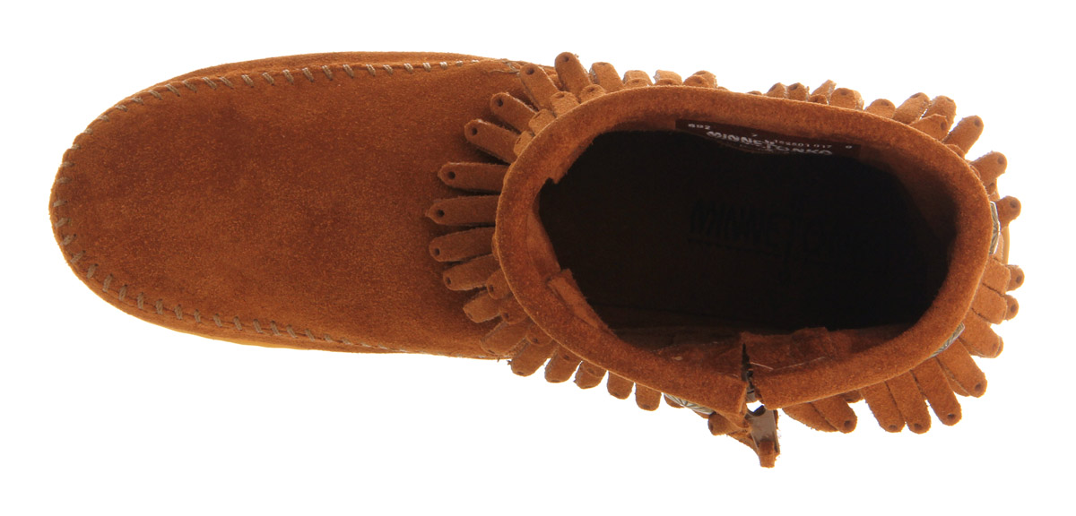MinnetonkaDouble Fringe Side Zip BtBrown Suede