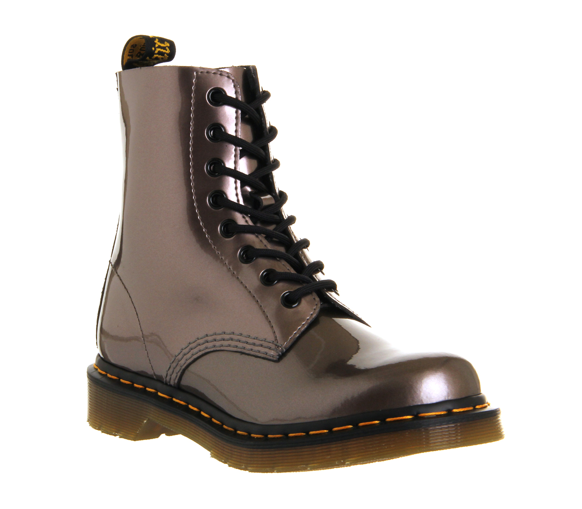Dr. Martens8 Eyelet Lace Up bootsPewter Spectra Patent