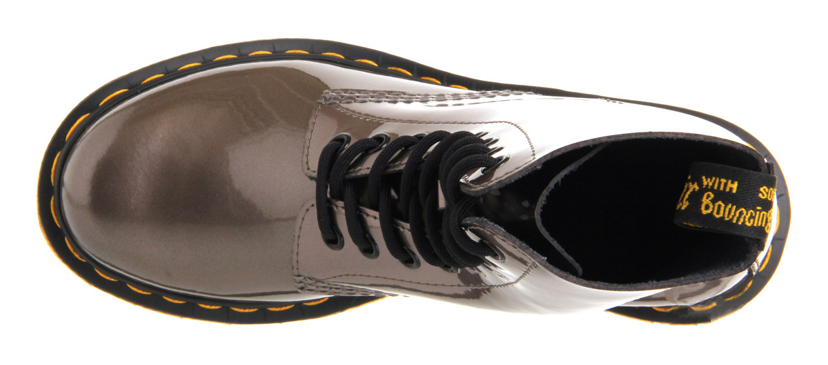 Dr. Martens8 Eyelet Lace Up bootsPewter Spectra Patent