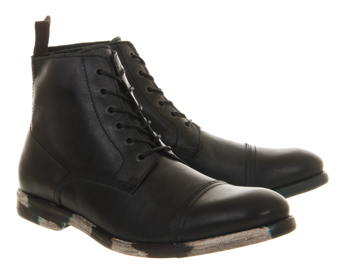 Ask the MissusCarson Toe Cap Lace bootsBlack Leather Camo Sole