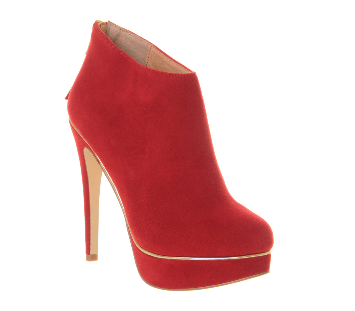 OFFICE Babington Back Zip Red Suede - Women's Ankle Boots