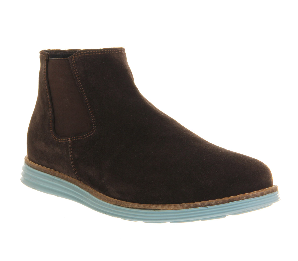 OFFICEComet Chelsea BootChoc Suede Blue Sole