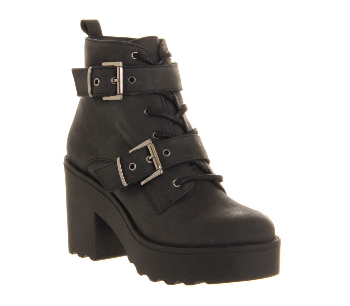 OFFICEMajor Lace UpBlack Washed Leather