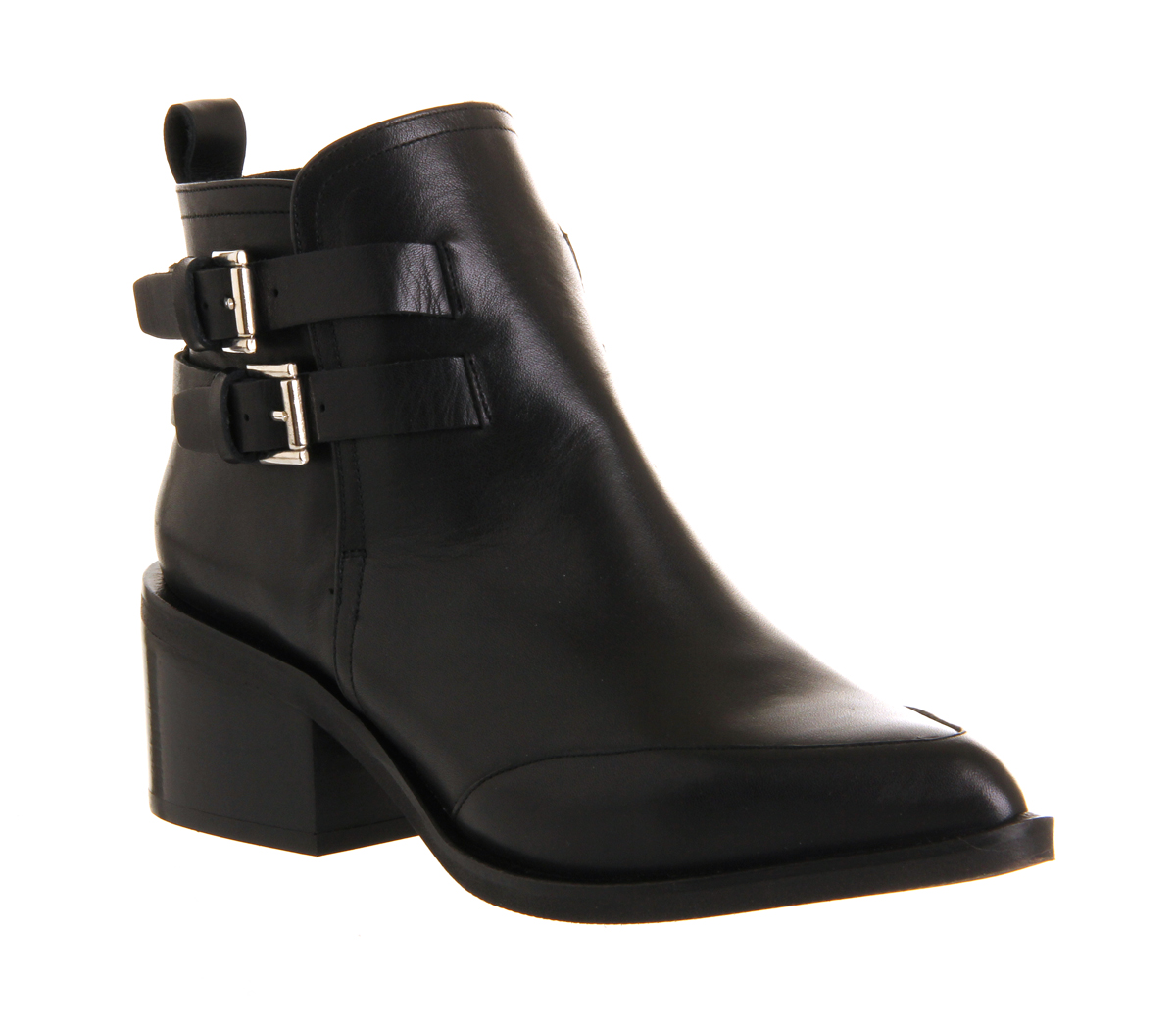 OFFICE Marvel Double Buckle boots Black Leather - Women's Ankle Boots