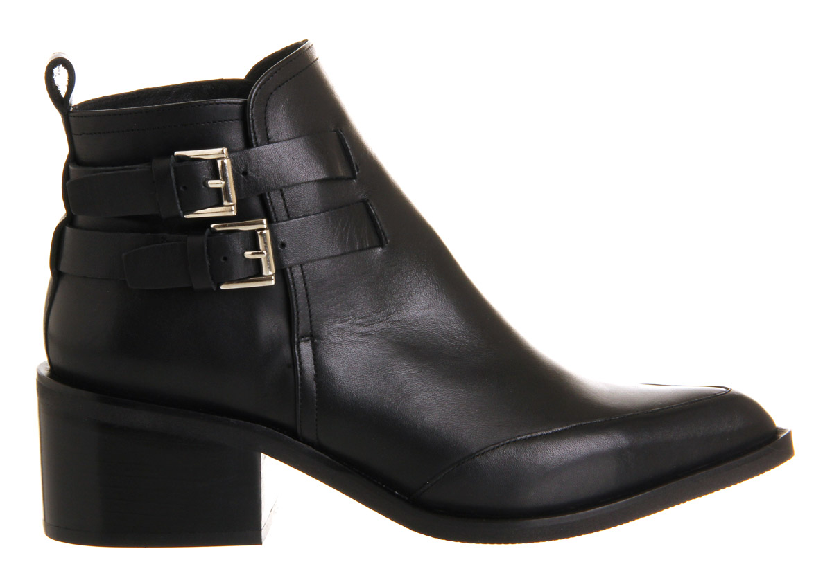 OFFICEMarvel Double Buckle bootsBlack Leather