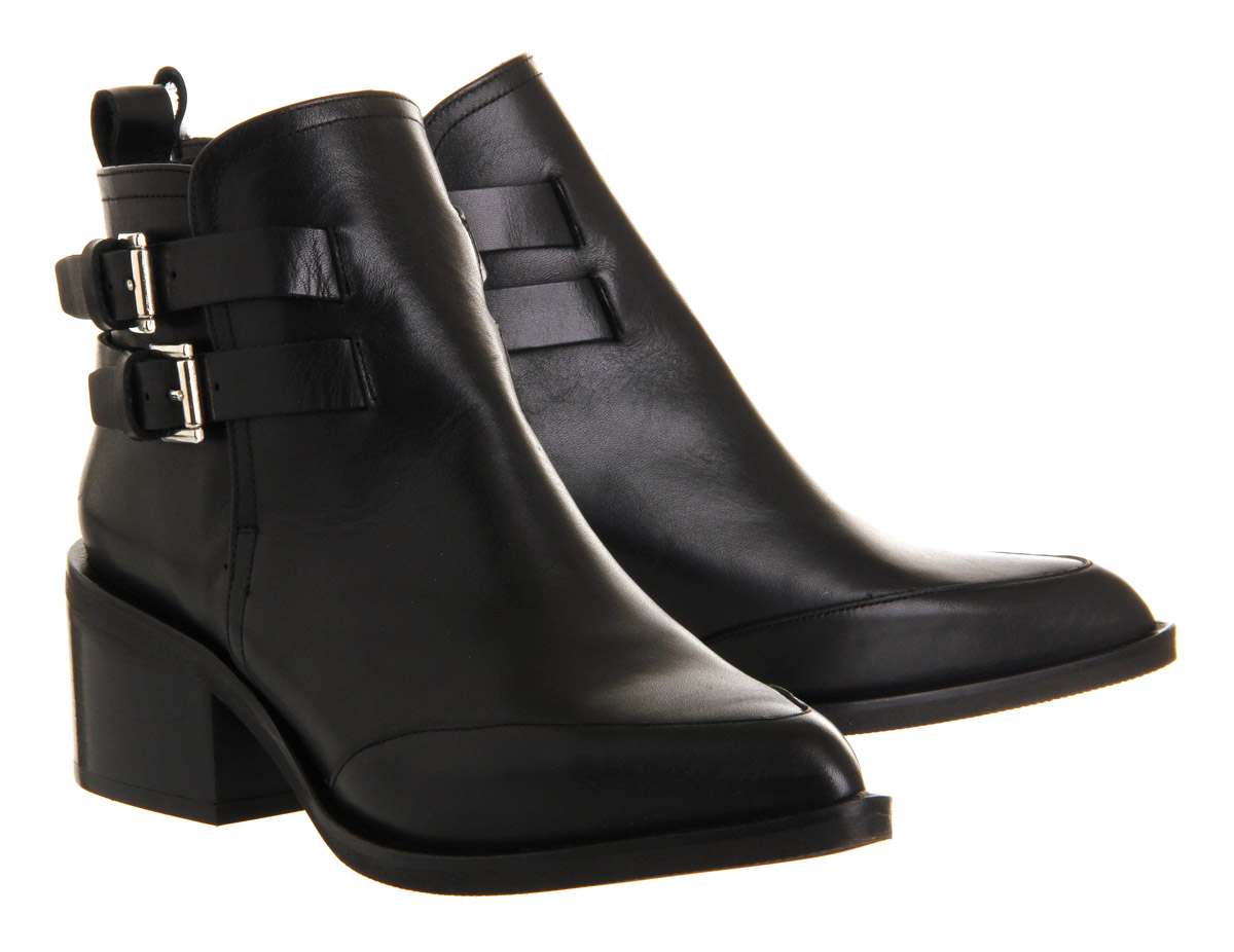 OFFICEMarvel Double Buckle bootsBlack Leather