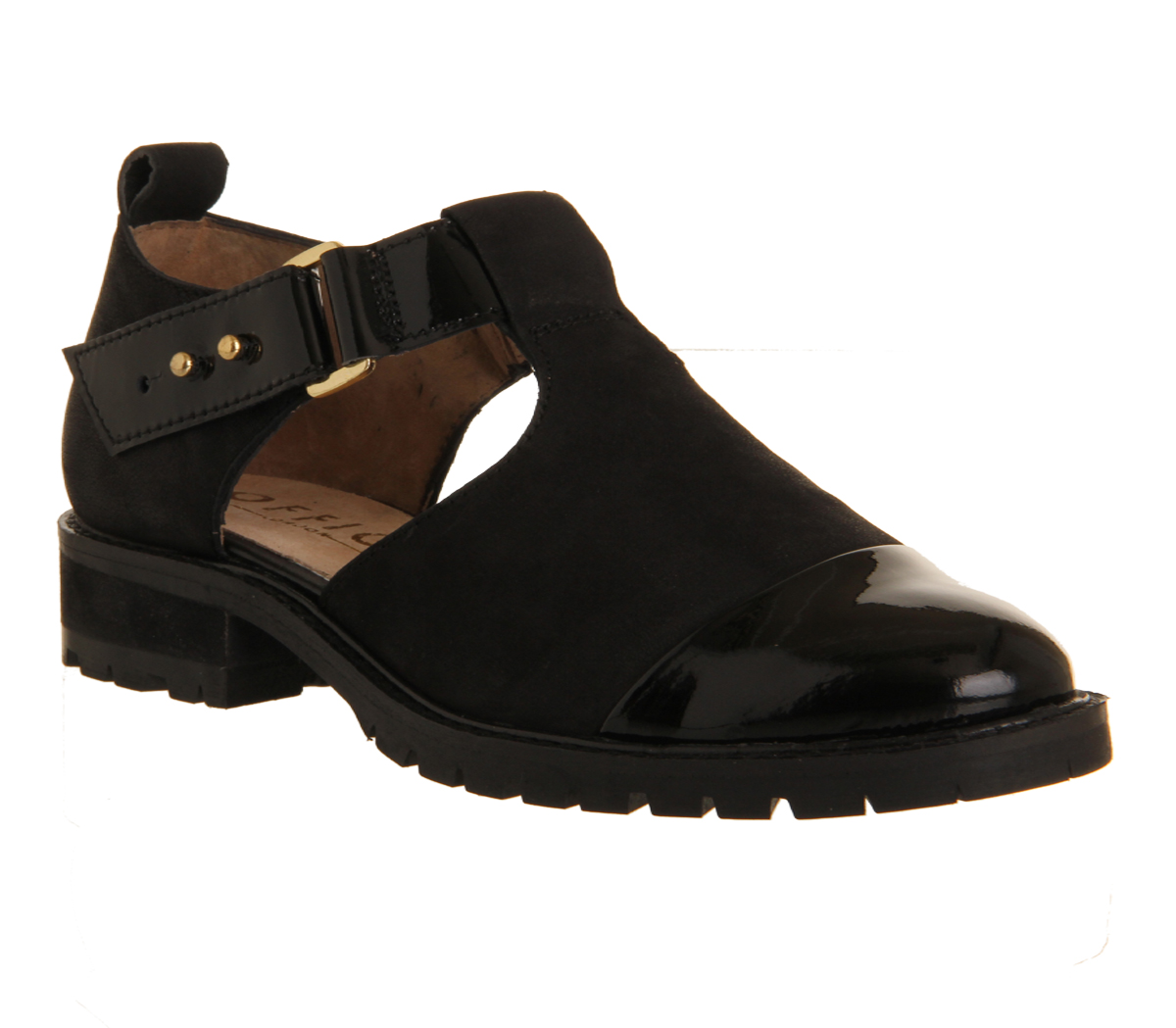 OFFICEKimble Cut Out CleatBlack Leather