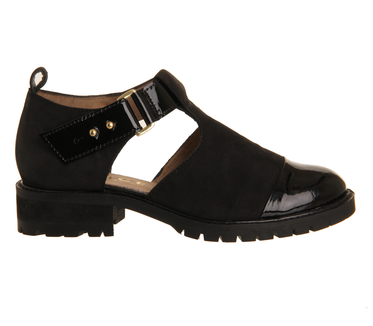 OFFICEKimble Cut Out CleatBlack Leather
