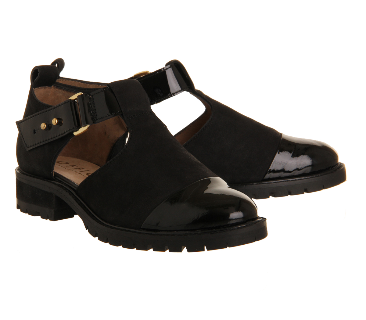 OFFICEKimble Cut Out CleatBlack Leather