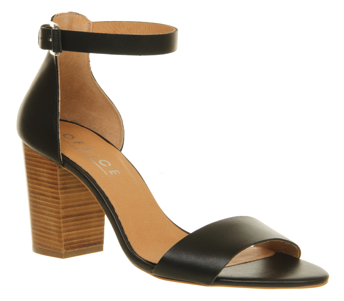 OFFICESasha Block Heel SandalBlack Leather