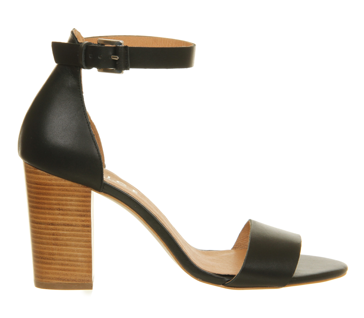 OFFICESasha Block Heel SandalBlack Leather