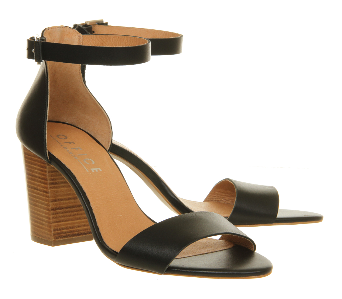 OFFICESasha Block Heel SandalBlack Leather