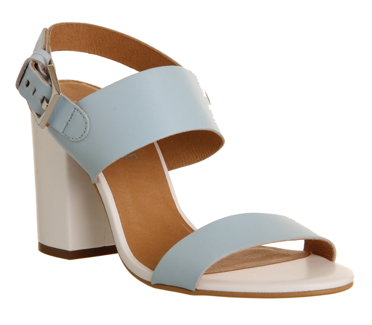 OFFICEGarland Strappy Block HeelPale Blue Leather