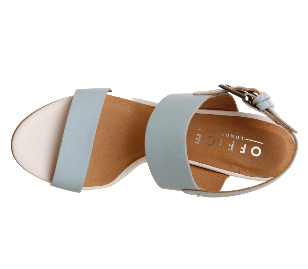 OFFICEGarland Strappy Block HeelPale Blue Leather