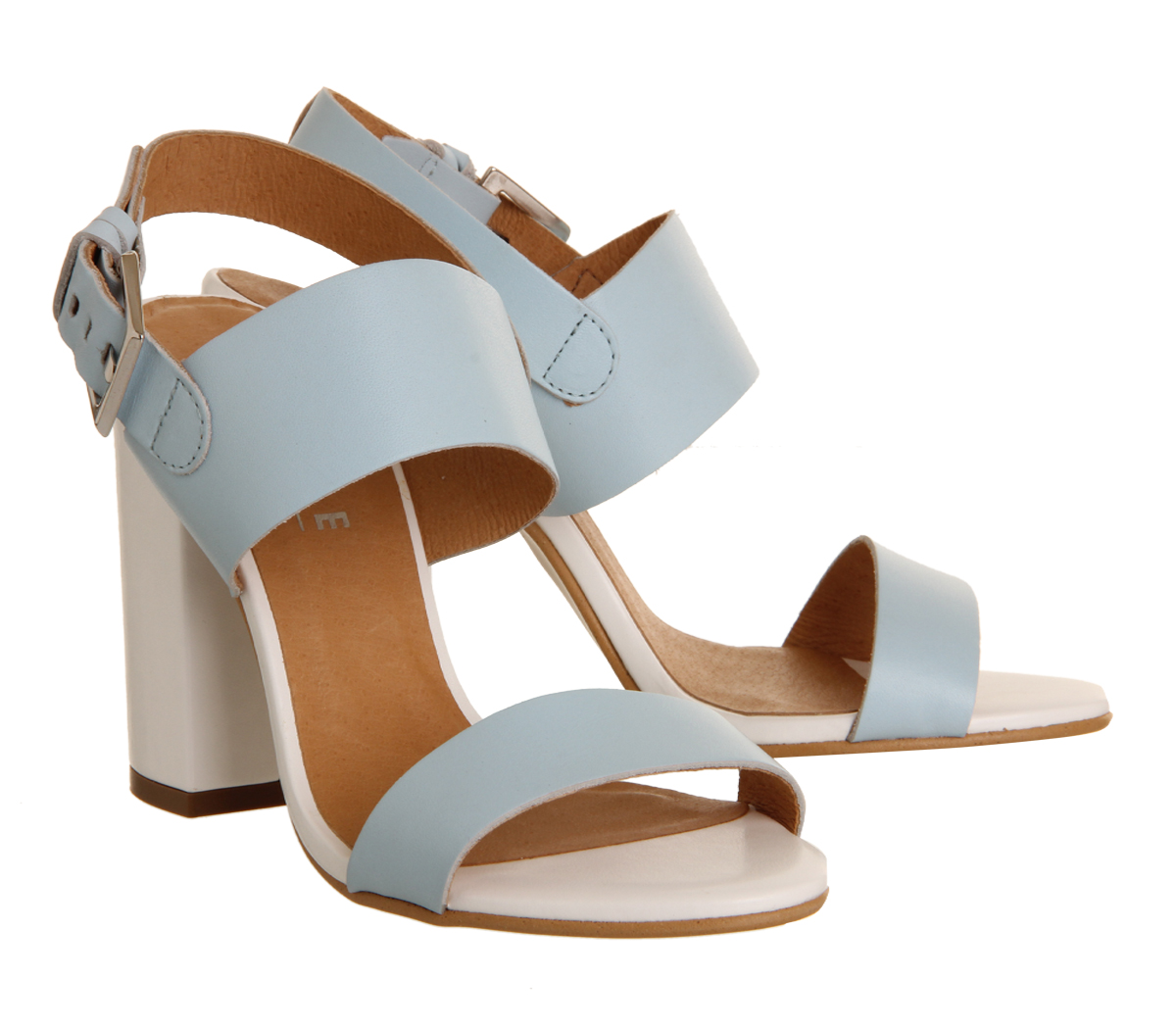 OFFICEGarland Strappy Block HeelPale Blue Leather