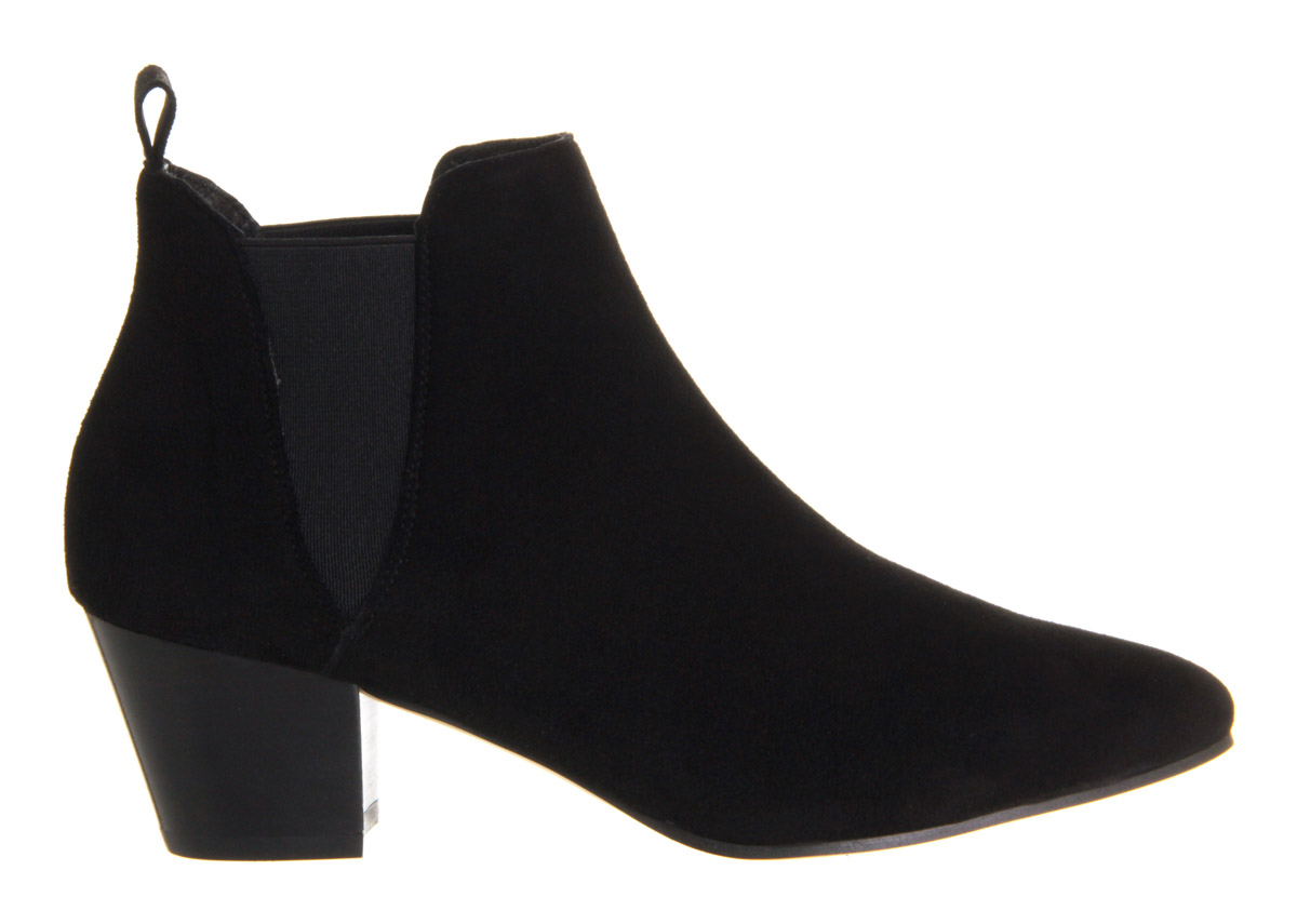 OFFICECoolcat Almond Toe Chelsea BootsBlack Suede