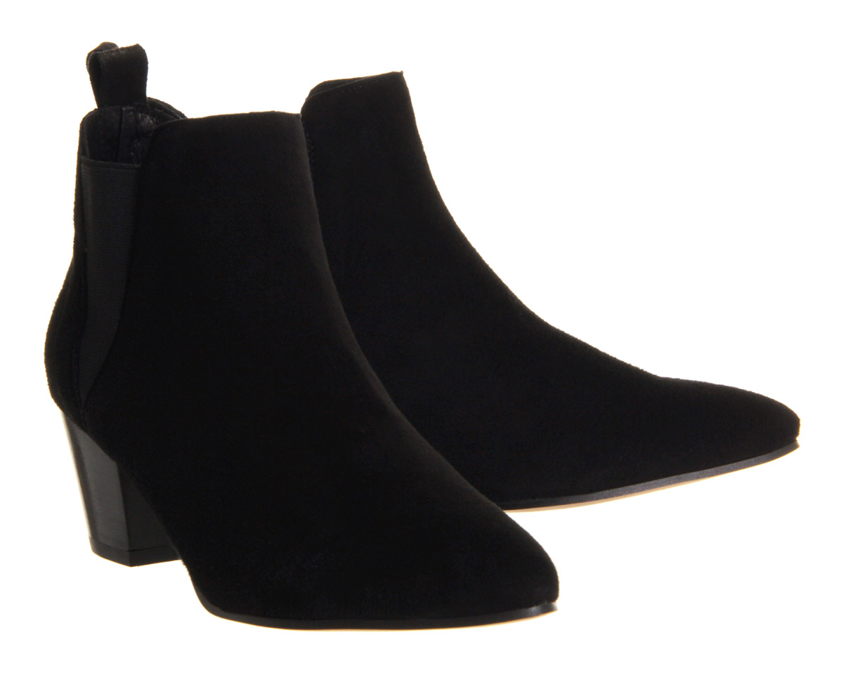 OFFICECoolcat Almond Toe Chelsea BootsBlack Suede