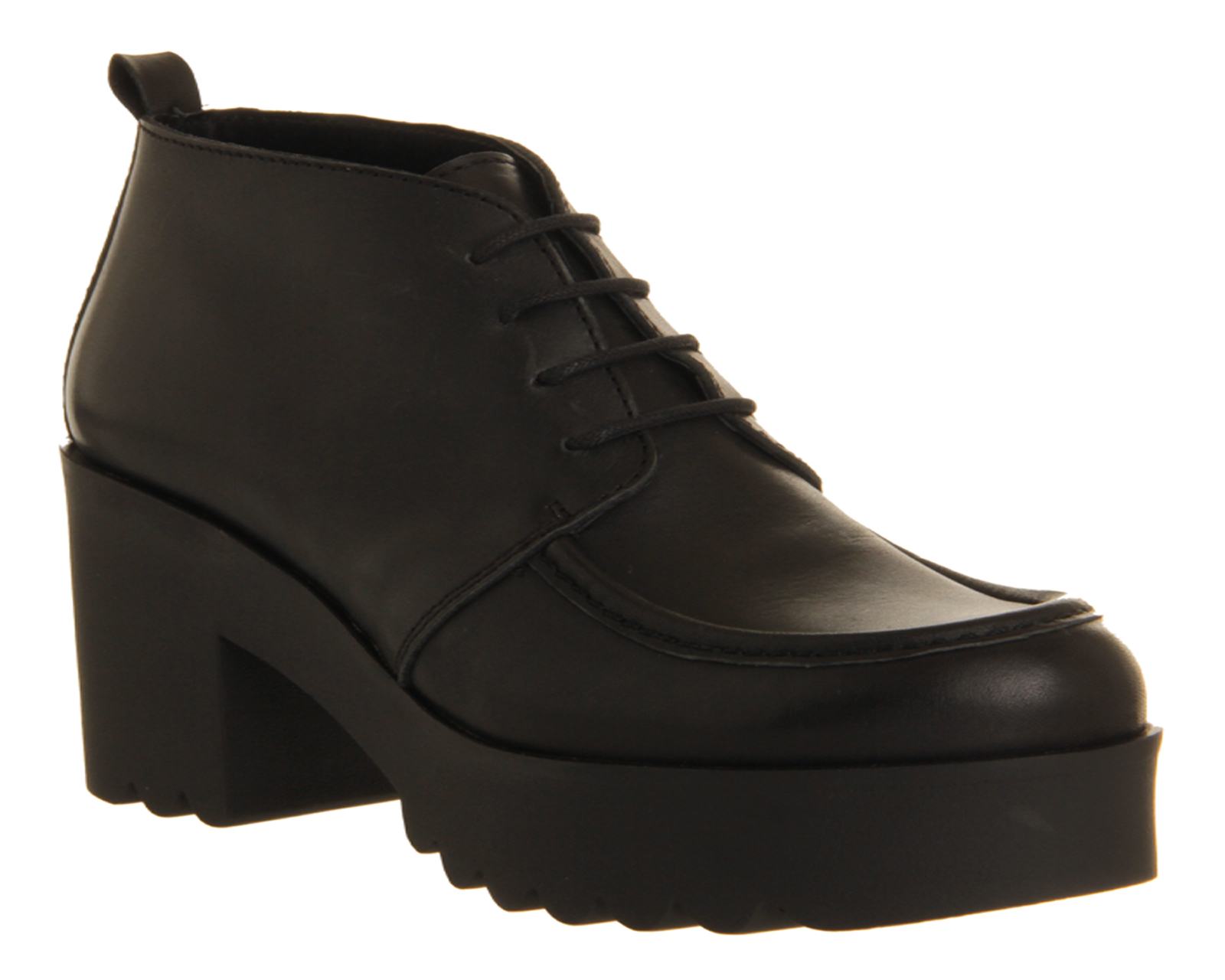 OFFICEClarissa Lace Up Cleated SoleBlack Leather Black Sole