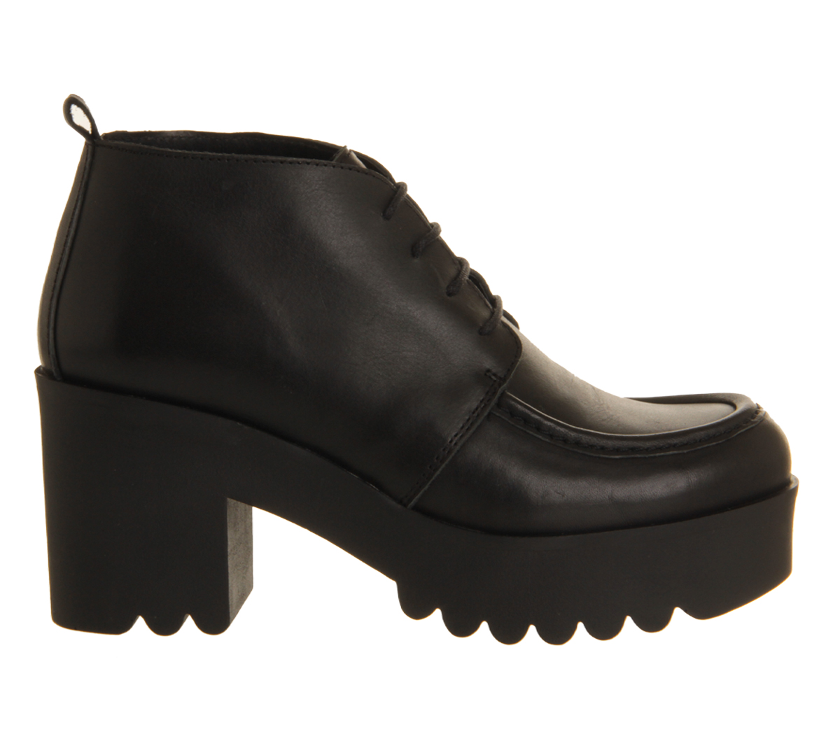 OFFICEClarissa Lace Up Cleated SoleBlack Leather Black Sole