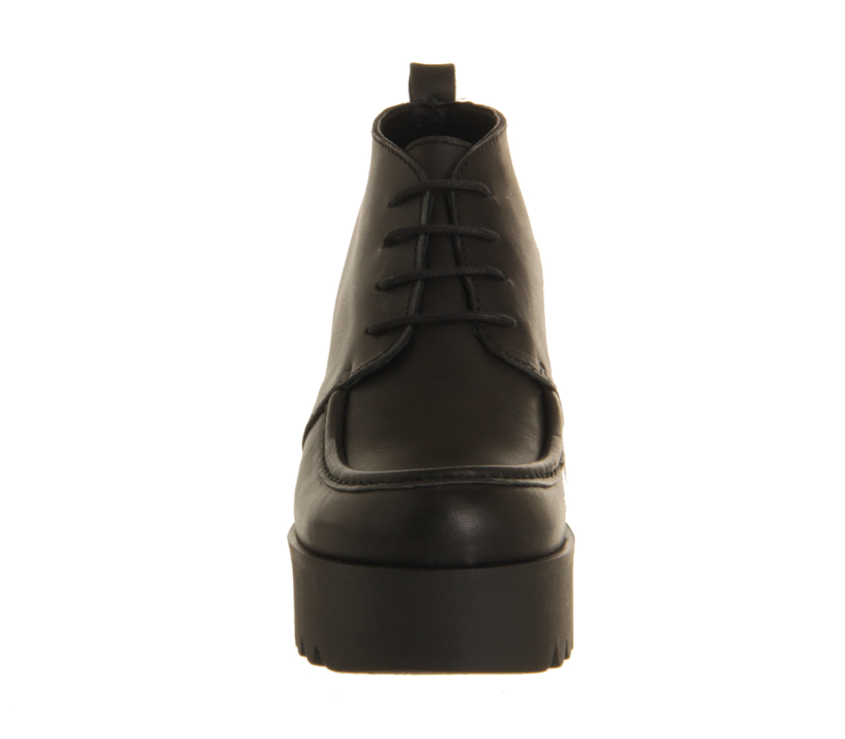 OFFICEClarissa Lace Up Cleated SoleBlack Leather Black Sole