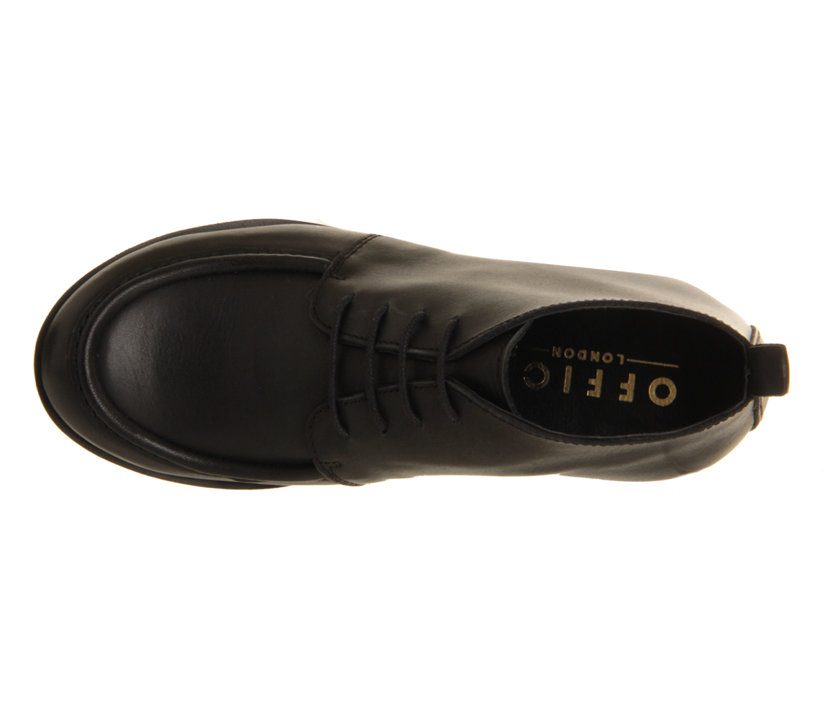 OFFICEClarissa Lace Up Cleated SoleBlack Leather Black Sole