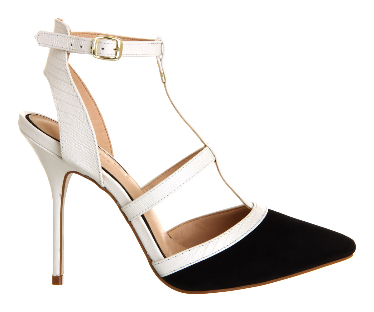 OFFICEJewel T Bar PointBlack White Leather