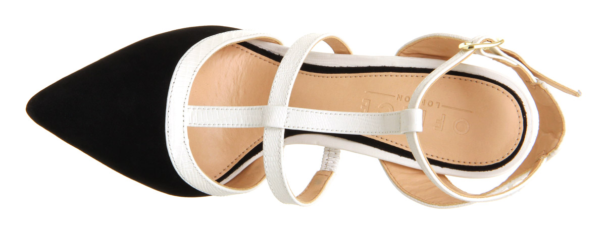 OFFICEJewel T Bar PointBlack White Leather