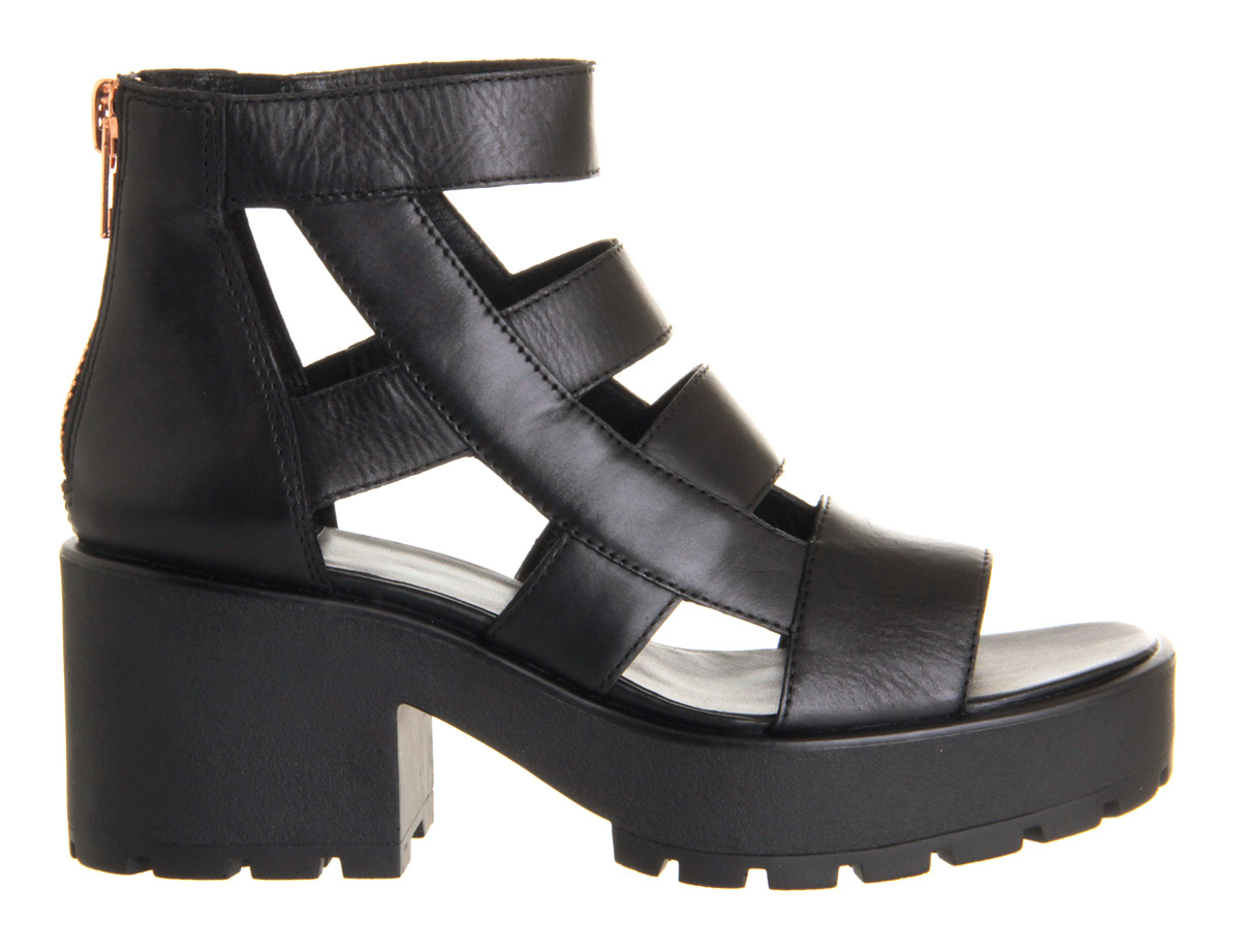 Vagabond ShoemakersDioon Back Zip SandalsBlack Leather Rose Gold Zip