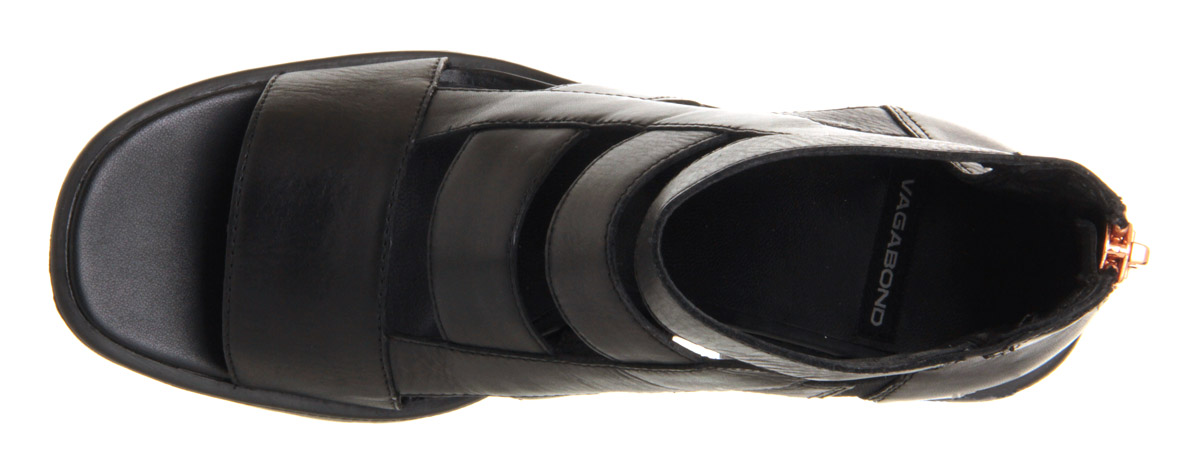 Vagabond ShoemakersDioon Back Zip SandalsBlack Leather Rose Gold Zip